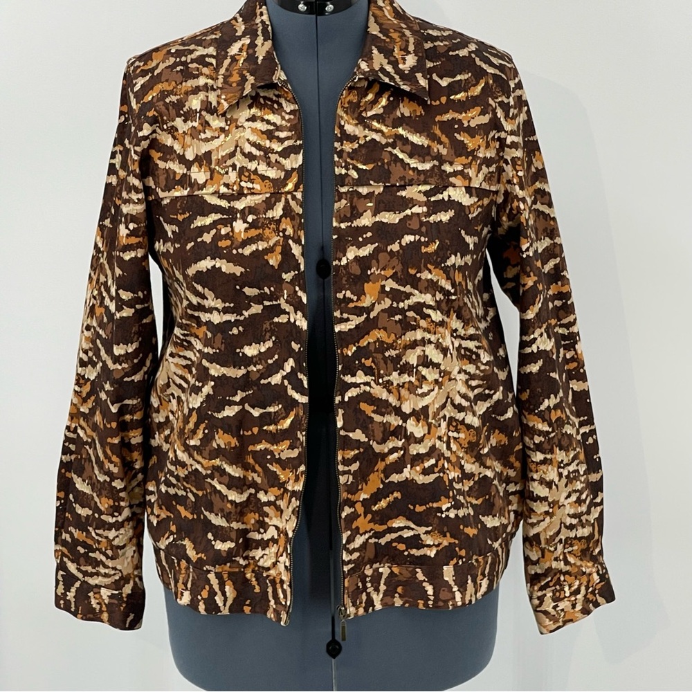 ALFRED DUNNER WOMENS SIZE 10 ZIP UP JACKET DRESS/CASUAL. ANIMAL PRINT